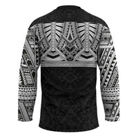 Samoan Traditional Art Tattoos Hockey Jersey Tatau Tribal Motifs with Ula Fala Black - Polynesian Pride