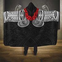Samoan Traditional Art Tattoos Hooded Blanket Tatau Tribal Motifs with Ula Fala Black LT03 - Polynesian Pride