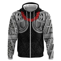 Samoan Traditional Art Tattoos Hoodie Tatau Tribal Motifs with Ula Fala Black - Polynesian Pride