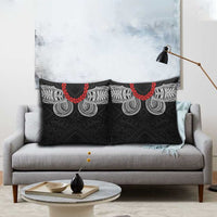 Samoan Traditional Art Tattoos Pillow Cover Tatau Tribal Motifs with Ula Fala Black - Polynesian Pride