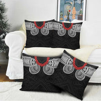 Samoan Traditional Art Tattoos Pillow Cover Tatau Tribal Motifs with Ula Fala Black - Polynesian Pride