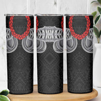 Samoan Traditional Art Tattoos Skinny Tumbler Tatau Tribal Motifs with Ula Fala Black - Polynesian Pride