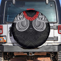 Samoan Traditional Art Tattoos Spare Tire Cover Tatau Tribal Motifs with Ula Fala Black - Polynesian Pride