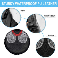 Samoan Traditional Art Tattoos Spare Tire Cover Tatau Tribal Motifs with Ula Fala Black - Polynesian Pride