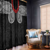 Samoan Traditional Art Tattoos Window Curtain Tatau Tribal Motifs with Ula Fala Black - Polynesian Pride