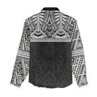 Samoan Traditional Art Tattoos Women Casual Shirt Tatau Tribal Motifs with Ula Fala Black - Polynesian Pride