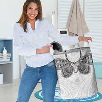 Samoan Traditional Art Tattoos Laundry Basket Tatau Tribal Motifs with Ula Nifo White - Polynesian Pride