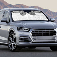 Samoan Traditional Art Tattoos Auto Sun Shade Tatau Tribal Motifs with Ula Nifo White - Polynesian Pride