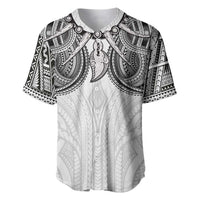 Samoan Traditional Art Tattoos Baseball Jersey Tatau Tribal Motifs with Ula Nifo White - Polynesian Pride