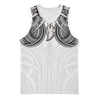 Samoan Traditional Art Tattoos Basketball Jersey Tatau Tribal Motifs with Ula Nifo White LT03 Unisex White - Polynesian Pride