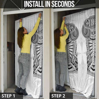 Samoan Traditional Art Tattoos Door Cover Tatau Tribal Motifs with Ula Nifo White - Polynesian Pride