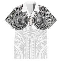 Samoan Traditional Art Tattoos Family Matching Long Sleeve Bodycon Dress and Hawaiian Shirt Tatau Tribal Motifs with Ula Nifo White - Polynesian Pride