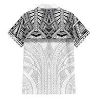 Samoan Traditional Art Tattoos Family Matching Long Sleeve Bodycon Dress and Hawaiian Shirt Tatau Tribal Motifs with Ula Nifo White LT03 - Polynesian Pride