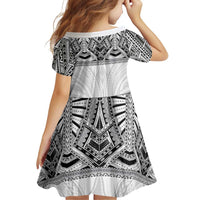 Samoan Traditional Art Tattoos Family Matching Puletasi and Hawaiian Shirt Tatau Tribal Motifs with Ula Nifo White - Polynesian Pride