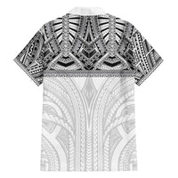 Samoan Traditional Art Tattoos Family Matching Puletasi and Hawaiian Shirt Tatau Tribal Motifs with Ula Nifo White LT03 - Polynesian Pride