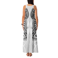 Samoan Traditional Art Tattoos Family Matching Tank Maxi Dress and Hawaiian Shirt Tatau Tribal Motifs with Ula Nifo White LT03 - Polynesian Pride
