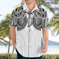 Samoan Traditional Art Tattoos Hawaiian Shirt Tatau Tribal Motifs with Ula Nifo White LT03 - Polynesian Pride