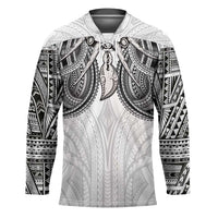 Samoan Traditional Art Tattoos Hockey Jersey Tatau Tribal Motifs with Ula Nifo White LT03 Unisex White - Polynesian Pride
