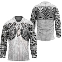 Samoan Traditional Art Tattoos Hockey Jersey Tatau Tribal Motifs with Ula Nifo White LT03 - Polynesian Pride