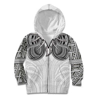 Samoan Traditional Art Tattoos Kid Hoodie Tatau Tribal Motifs with Ula Nifo White - Polynesian Pride