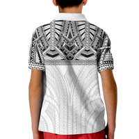 Samoan Traditional Art Tattoos Kid Polo Shirt Tatau Tribal Motifs with Ula Nifo White LT03 - Polynesian Pride