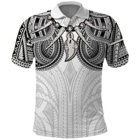 Samoan Traditional Art Tattoos Polo Shirt Tatau Tribal Motifs with Ula Nifo White LT03 White - Polynesian Pride
