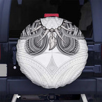 Samoan Traditional Art Tattoos Spare Tire Cover Tatau Tribal Motifs with Ula Nifo White LT03 No hole White - Polynesian Pride