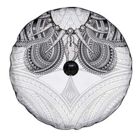 Samoan Traditional Art Tattoos Spare Tire Cover Tatau Tribal Motifs with Ula Nifo White LT03 - Polynesian Pride