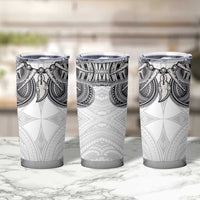 Samoan Traditional Art Tattoos Tumbler Cup Tatau Tribal Motifs with Ula Nifo White - Polynesian Pride