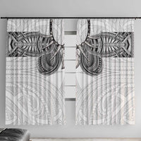 Samoan Traditional Art Tattoos Window Curtain Tatau Tribal Motifs with Ula Nifo White - Polynesian Pride
