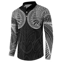 Samoan Traditional Art Tattoos Button Sweatshirt Tatau Roman Reigns Black Color - Polynesian Pride