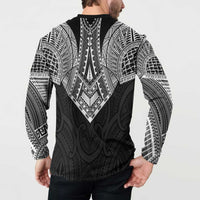 Samoan Traditional Art Tattoos Button Sweatshirt Tatau Roman Reigns Black Color - Polynesian Pride