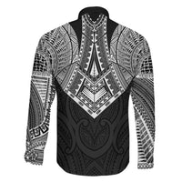 Samoan Traditional Art Tattoos Family Matching Long Sleeve Bodycon Dress and Hawaiian Shirt Tatau Roman Reigns Black Color LT03 - Polynesian Pride