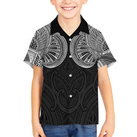 Samoan Traditional Art Tattoos Family Matching Off Shoulder Maxi Dress and Hawaiian Shirt Tatau Roman Reigns Black Color LT03 Son's Shirt Black - Polynesian Pride