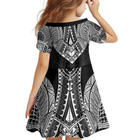 Samoan Traditional Art Tattoos Family Matching Off Shoulder Short Dress and Hawaiian Shirt Tatau Roman Reigns Black Color LT03 - Polynesian Pride