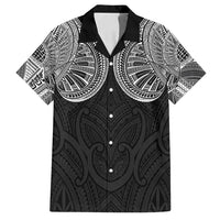 Samoan Traditional Art Tattoos Family Matching Off Shoulder Short Dress and Hawaiian Shirt Tatau Roman Reigns Black Color - Polynesian Pride