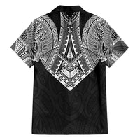 Samoan Traditional Art Tattoos Family Matching Off Shoulder Short Dress and Hawaiian Shirt Tatau Roman Reigns Black Color LT03 - Polynesian Pride