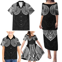 Samoan Traditional Art Tattoos Family Matching Puletasi and Hawaiian Shirt Tatau Roman Reigns Black Color LT03 - Polynesian Pride