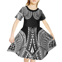 Samoan Traditional Art Tattoos Kid Short Sleeve Dress Tatau Roman Reigns Black Color LT03 - Polynesian Pride
