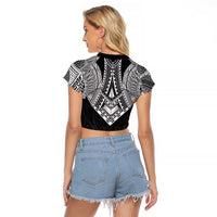 Samoan Traditional Art Tattoos Raglan Cropped T Shirt Tatau Roman Reigns Black Color - Polynesian Pride