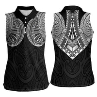 Samoan Traditional Art Tattoos Women Sleeveless Polo Shirt Tatau Roman Reigns Black Color LT03 - Polynesian Pride