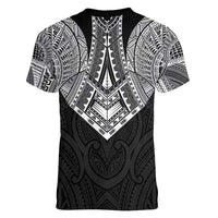 Samoan Traditional Art Tattoos Women V-Neck T-Shirt Tatau Roman Reigns Black Color LT03 - Polynesian Pride