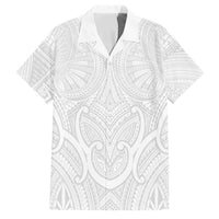 Samoan Traditional Art Tattoos Family Matching Off The Shoulder Long Sleeve Dress and Hawaiian Shirt Tatau Roman Reigns White Color LT03 Dad's Shirt - Short Sleeve White - Polynesian Pride