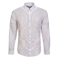 Samoan Traditional Art Tattoos Family Matching Off Shoulder Maxi Dress and Hawaiian Shirt Tatau Roman Reigns White Color LT03 Dad's Shirt - Long Sleeve White - Polynesian Pride
