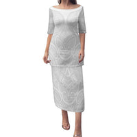 Samoan Traditional Art Tattoos Family Matching Puletasi and Hawaiian Shirt Tatau Roman Reigns White Color - Polynesian Pride