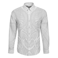 Samoan Traditional Art Tattoos Family Matching Tank Maxi Dress and Hawaiian Shirt Tatau Roman Reigns White Color LT03 Dad's Shirt - Long Sleeve White - Polynesian Pride