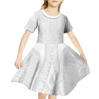 Samoan Traditional Art Tattoos Kid Short Sleeve Dress Tatau Roman Reigns White Color LT03 - Polynesian Pride