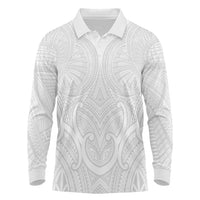 Samoan Traditional Art Tattoos Long Sleeve Polo Shirt Tatau Roman Reigns White Color LT03 White - Polynesian Pride