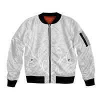 Samoan Traditional Art Tattoos Sleeve Zip Bomber Jacket Tatau Roman Reigns White Color - Polynesian Pride