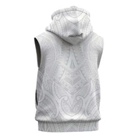 Samoan Traditional Art Tattoos Sleeveless Zip Hoodie Tatau Roman Reigns White Color - Polynesian Pride